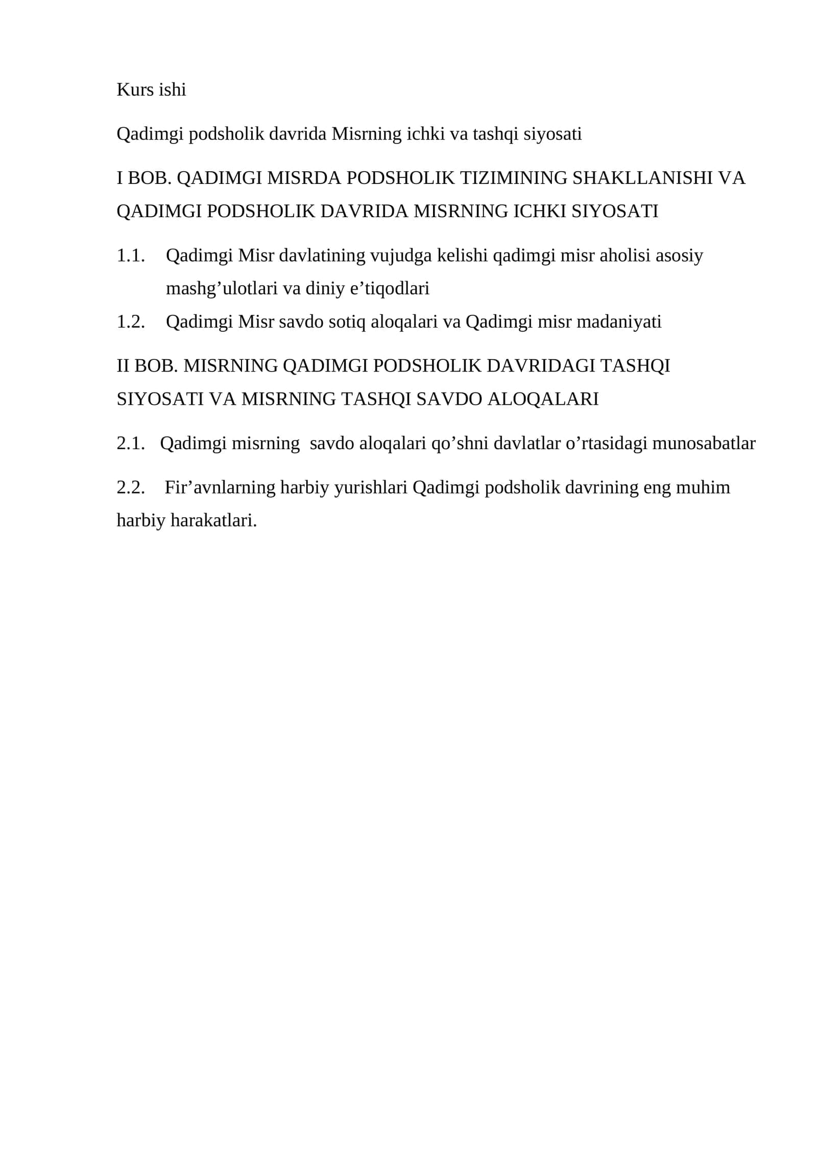 Qadimgi podsholik davrida Misrning ichki va tashqi siyosati 1