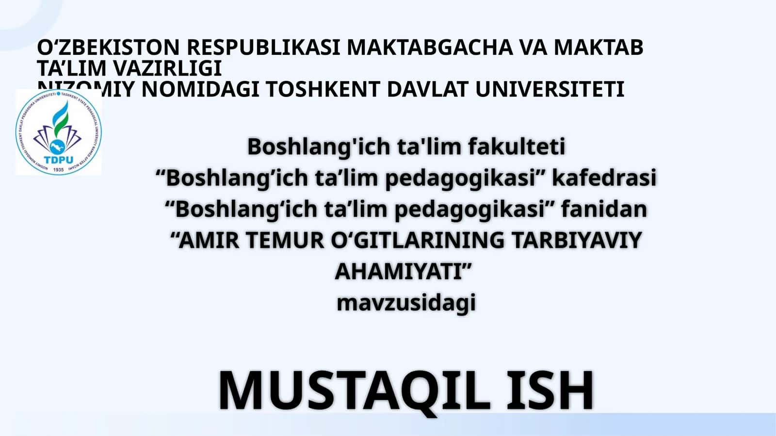AMIR TEMUROʻGITLARININGTARBIYAVIYAHAMIYATI 1