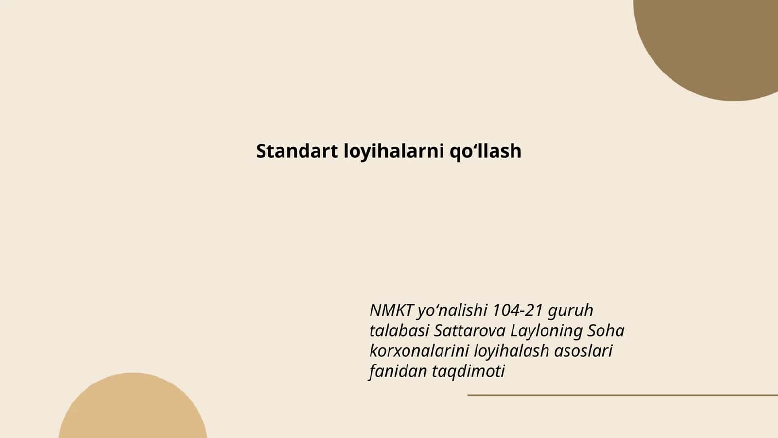 Reja: Standart loyiha metodologiyasi va loyiha boshqaruvining asoslari 1