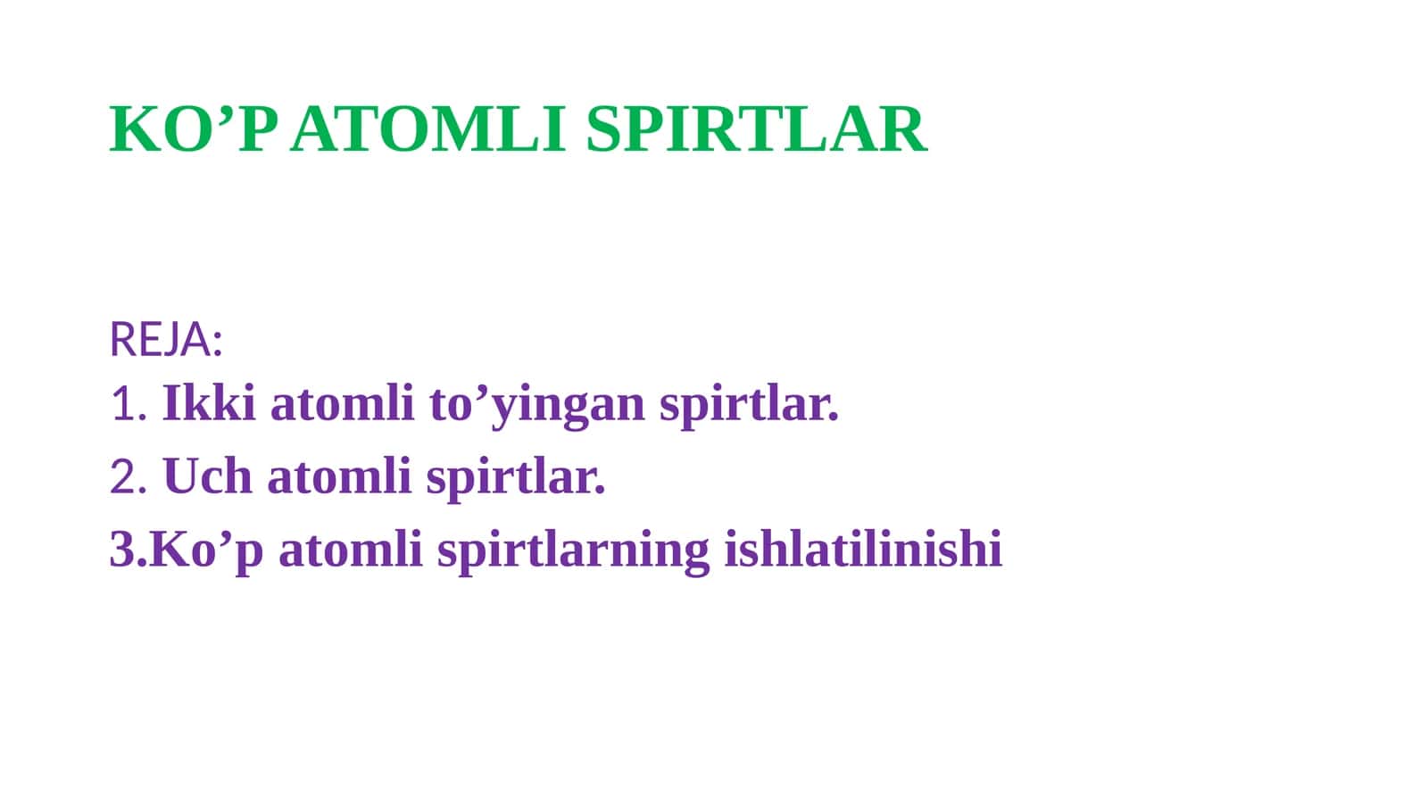 KO’P ATOMLI SPIRTLAR 1