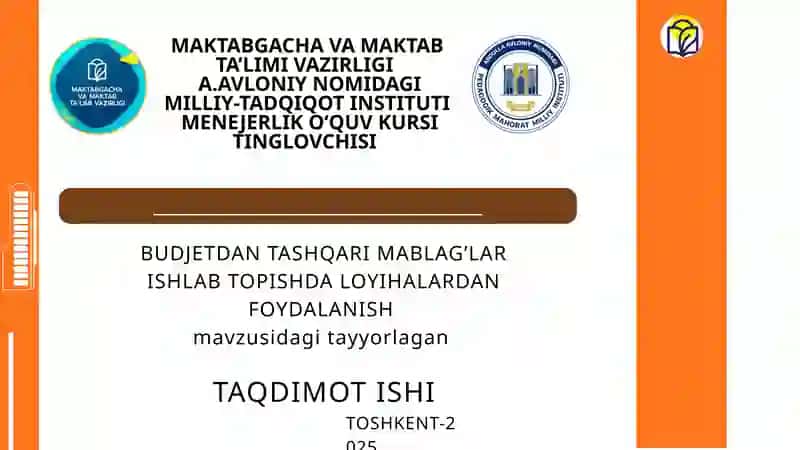 Budjetdan tashqari mablagʻlar ishlab topishda loyihalardan foydalanish 1