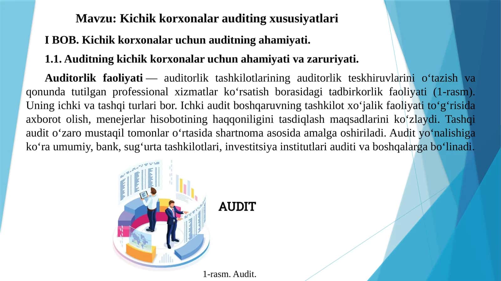 Kichik korxonalar auditing xususiyati 1