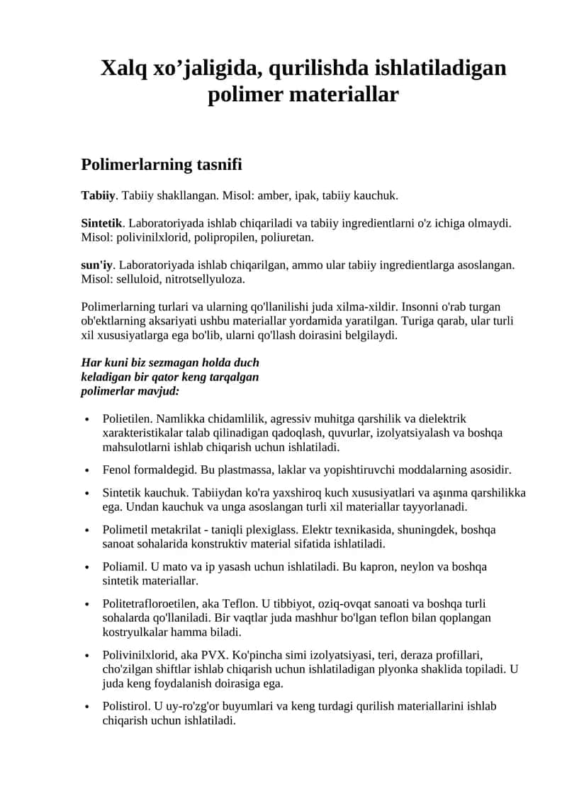 Polimer materiallar 1