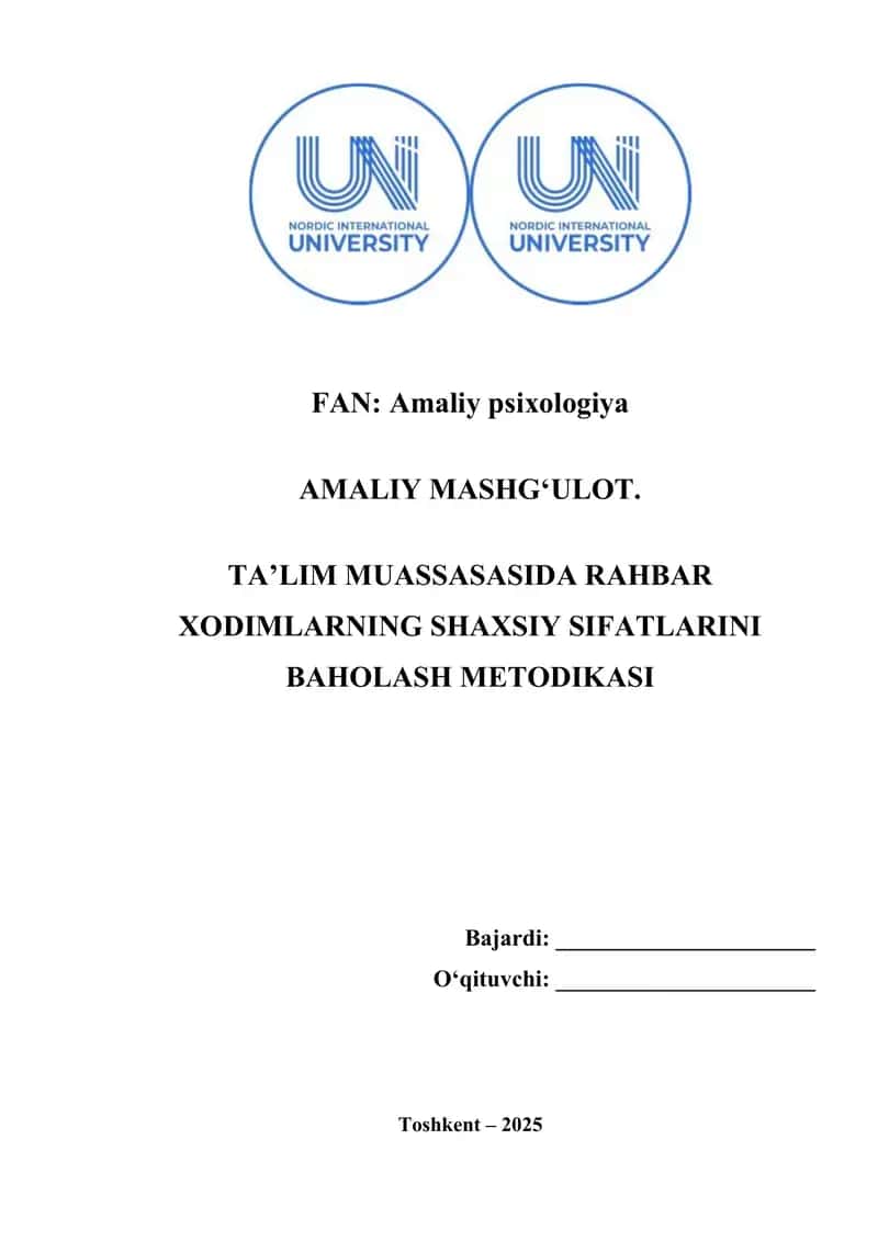 Shaxsning muloqatchanlik va tashkilotchilik 1