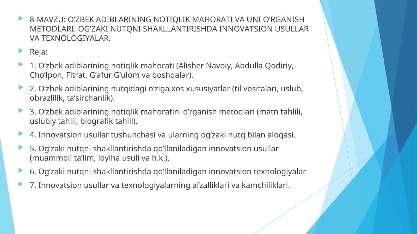 O’ZBEK ADIBLARINING NOTIQLIK MAHORATI VA UNI O’RGANISH METODLARI 1