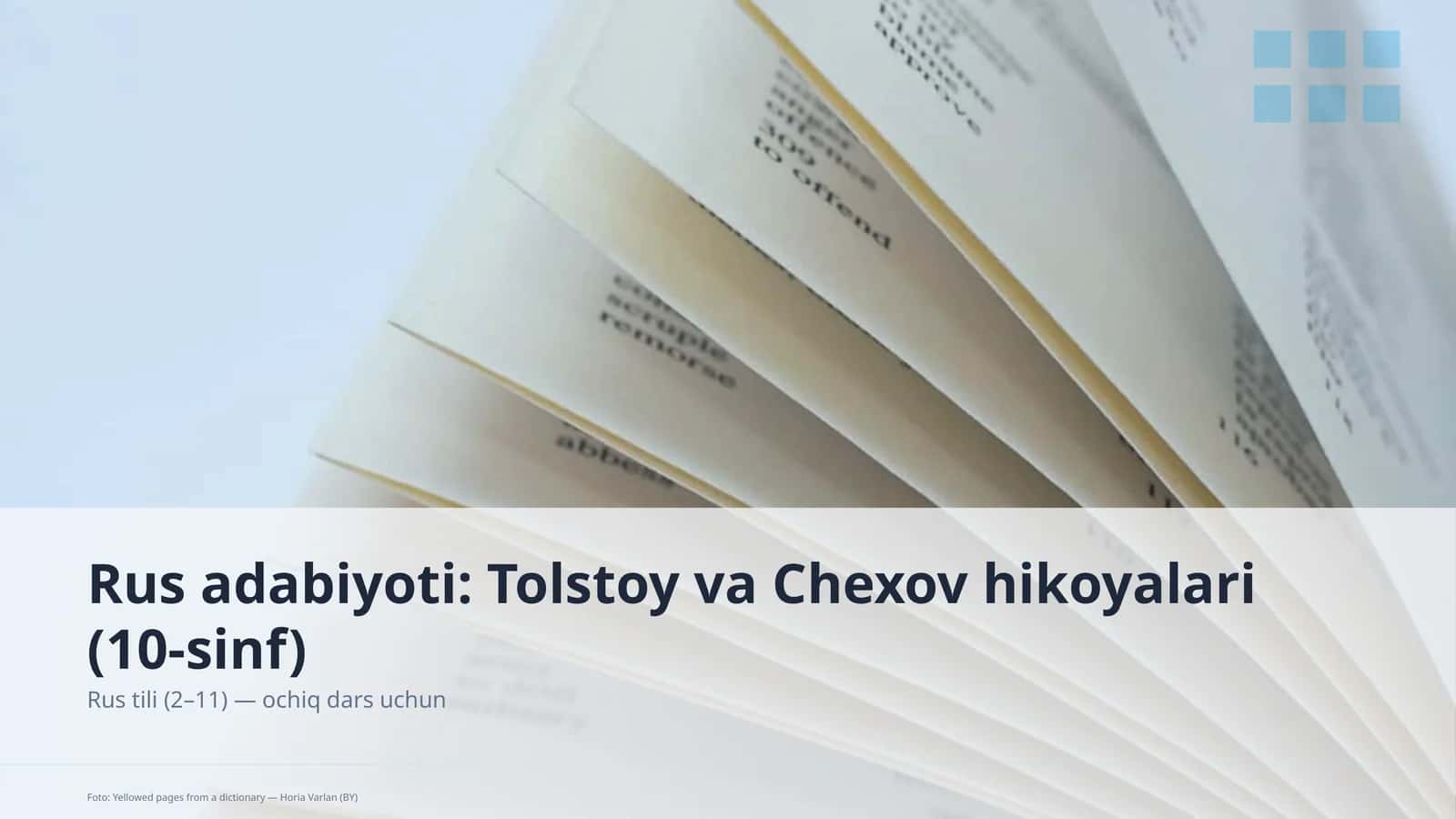 Rus adabiyoti: Tolstoy va Chexov hikoyalari (10-sinf) 1