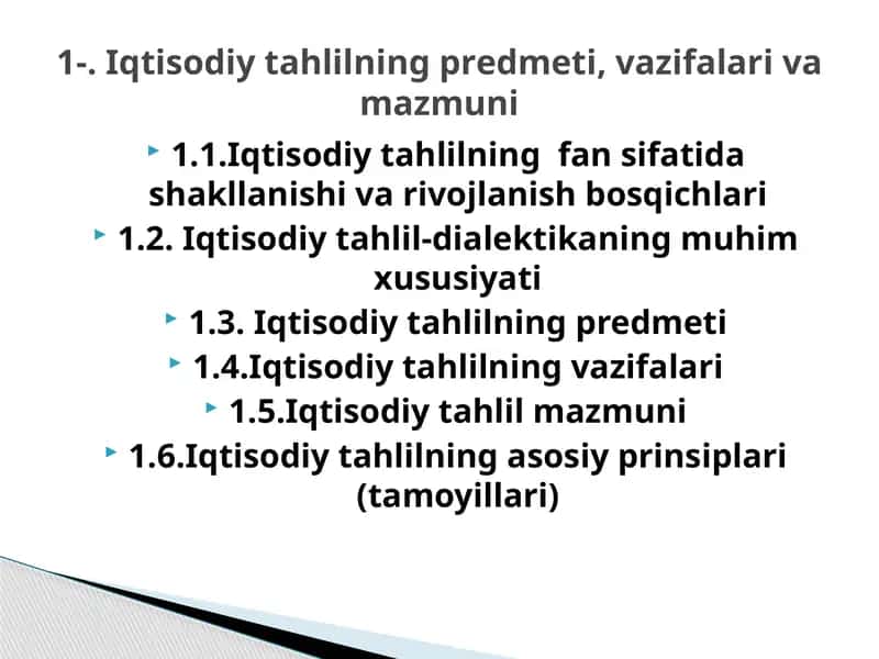 Iqtisodiy tahlilning fan sifatida shakllanishi va rivojlanish bosqichlari 1