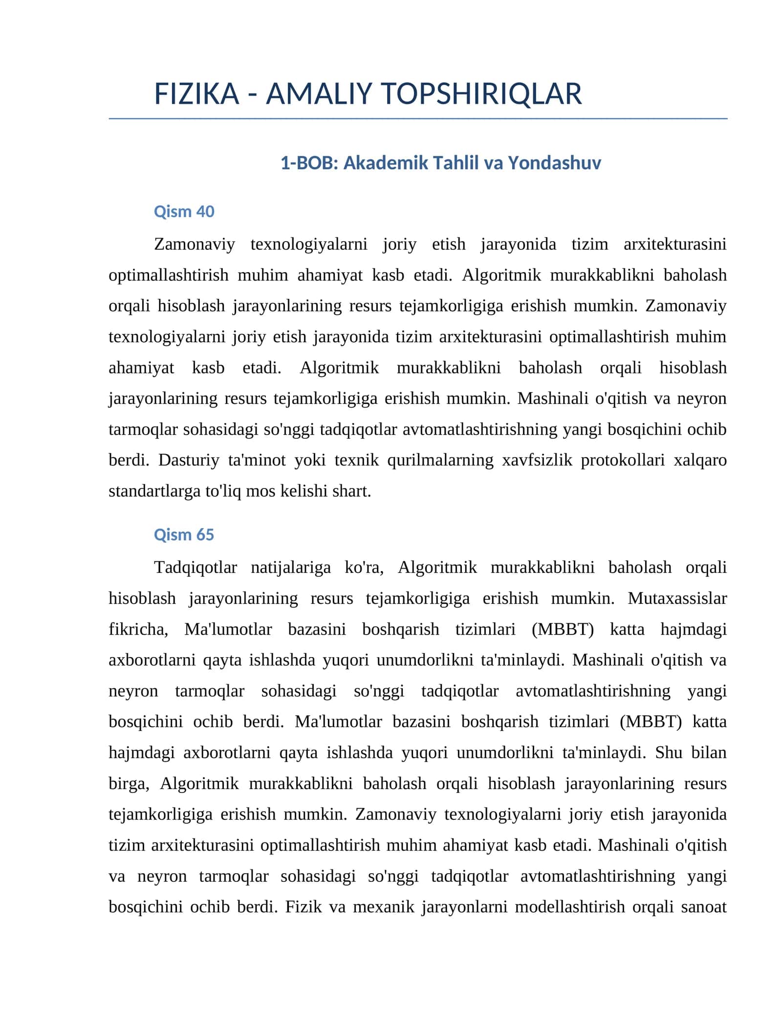 FIZIKA - AMALIY TOPSHIRIQLAR 1