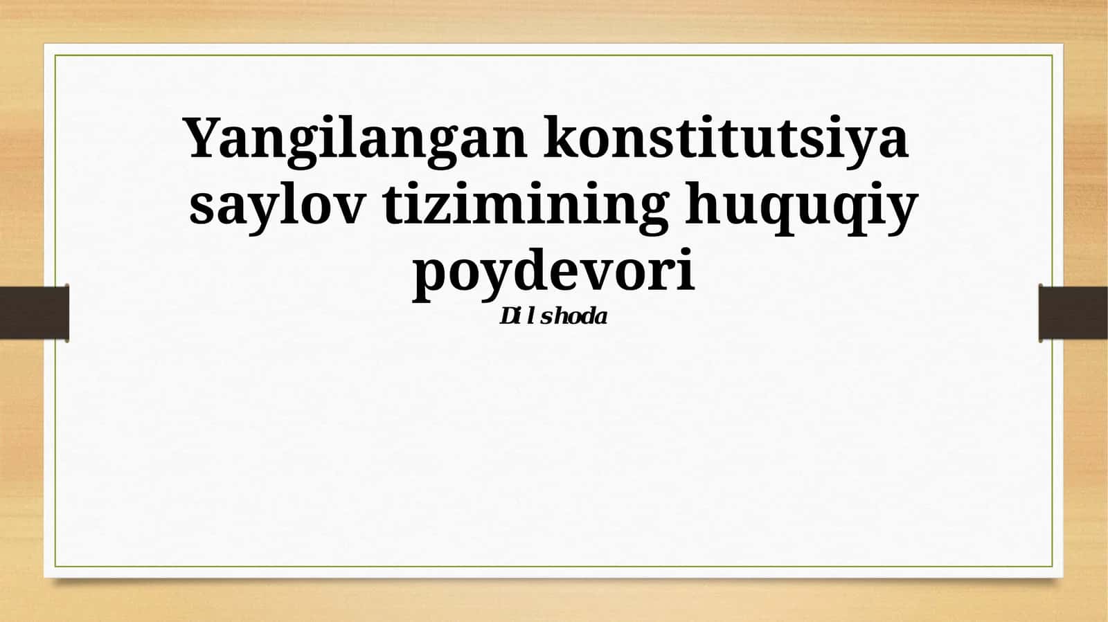 Oʻzgartirilgan Konstitutsiya: Saylov tizimining huquqiy asoslari 1