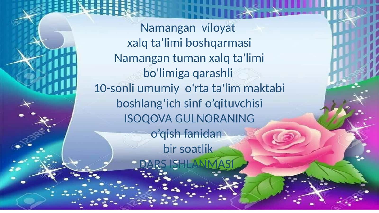 “Dehqon” (SulaymonRahimov) dars ishl anmasi 1