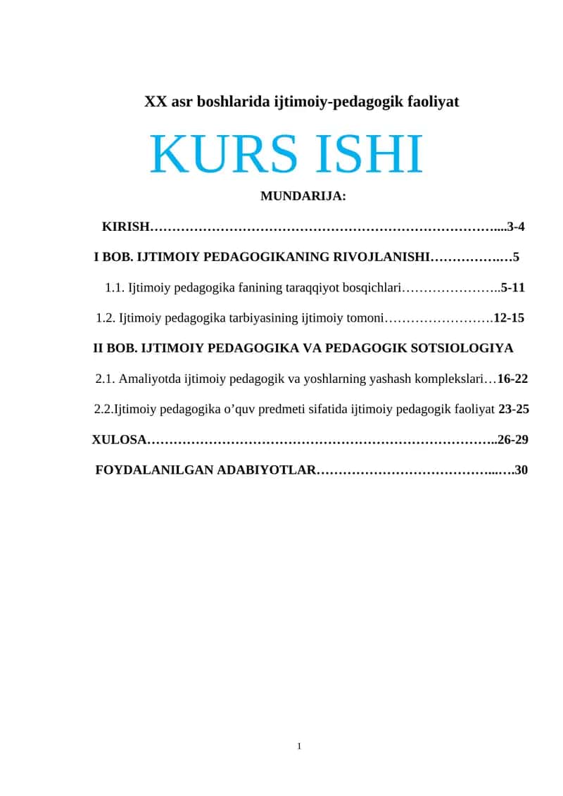 XX asr boshlarida ijtimoiy-pedagogik faoliyat 1