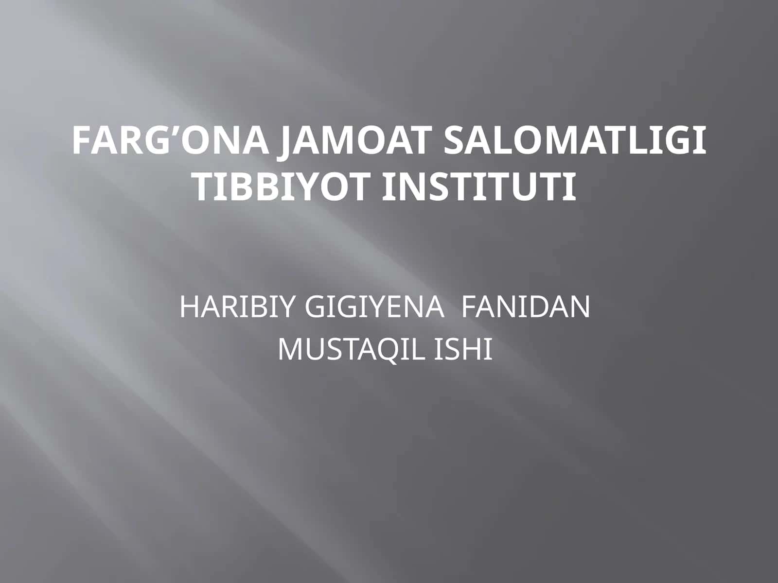 Harbiy gigiyena fanidan 1