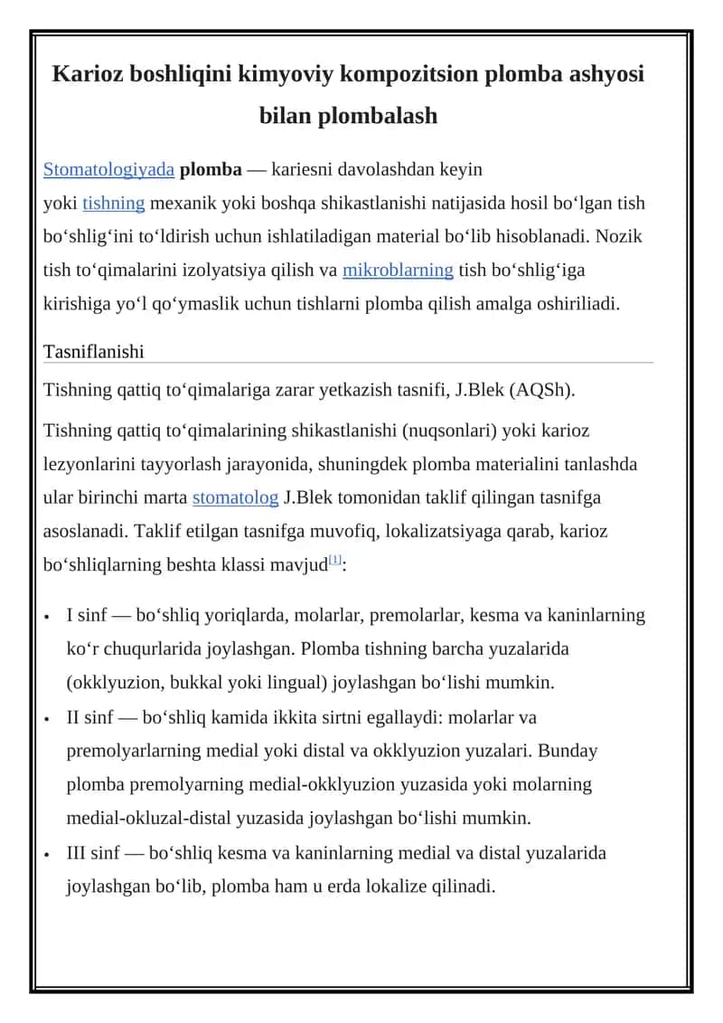 Plomba materiali 1