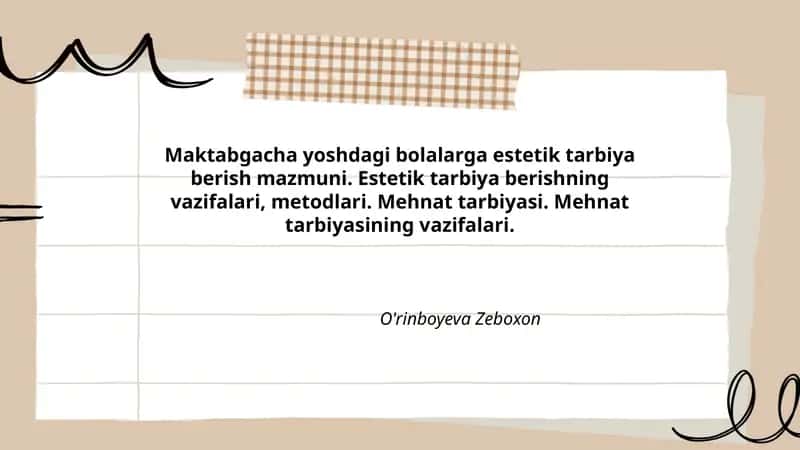 Estetik tarbiya berishning vazifalari 1