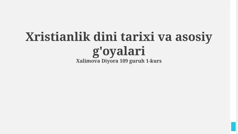 Xristianlik dini tarixi va asosiy g'oyalari 1