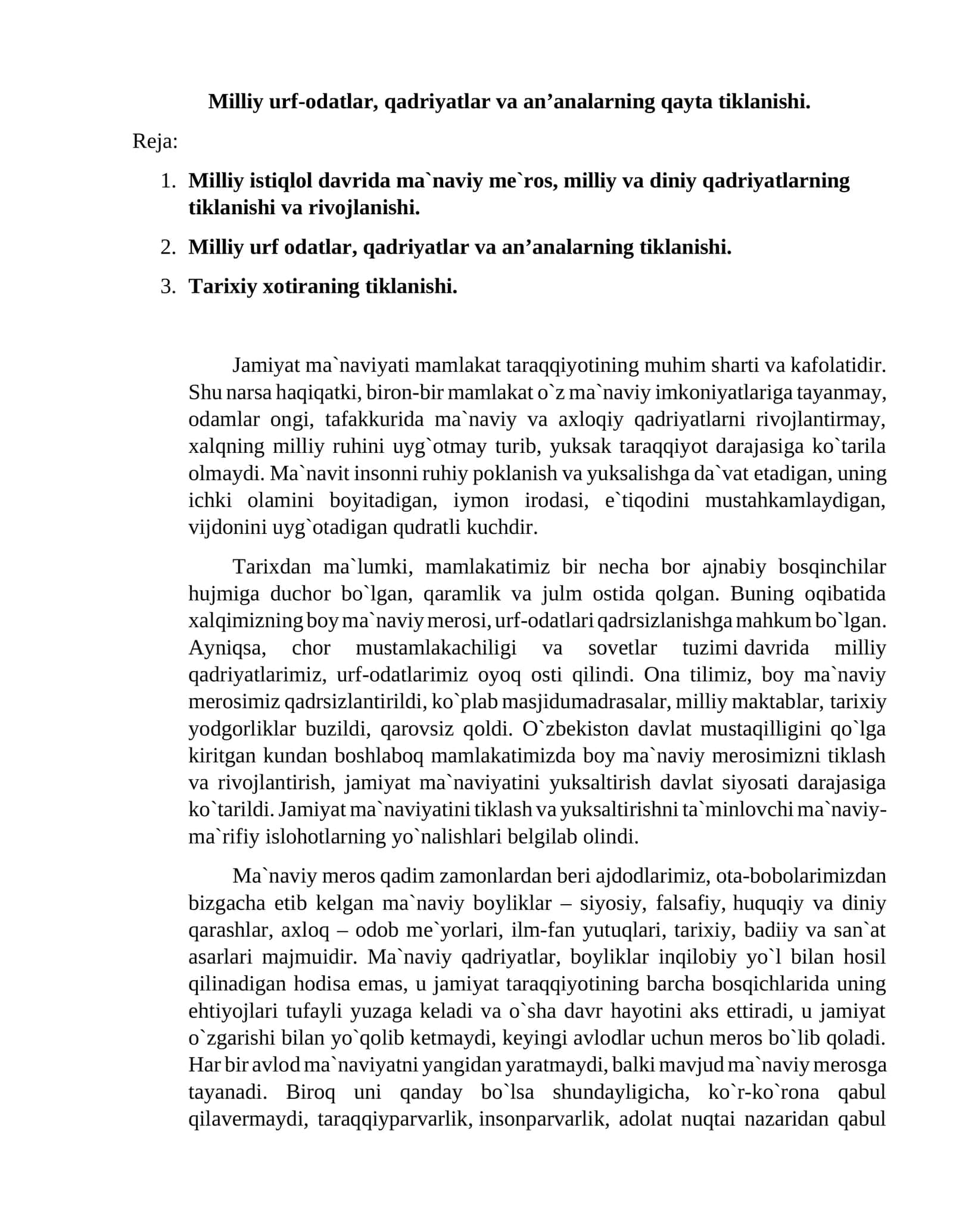 Milliy qadriyatlar va an'analar 1