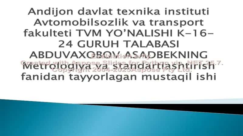 O’lchash asboblarning metralagik tavsiflari 1