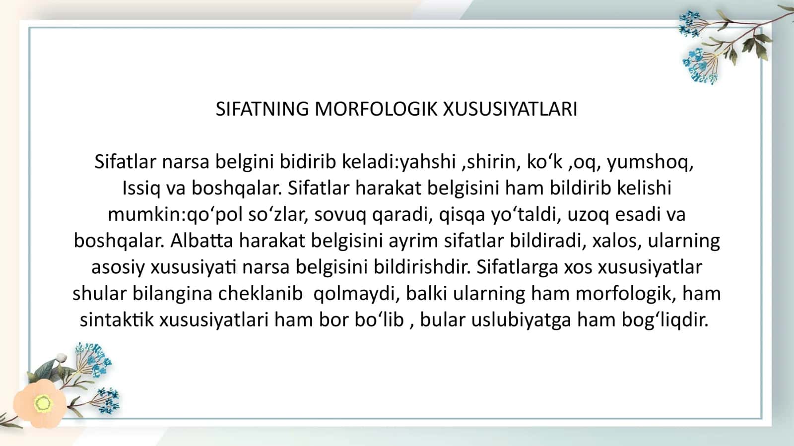 SIFATNING MORFOLOGIK XUSUSIYATLARI 1