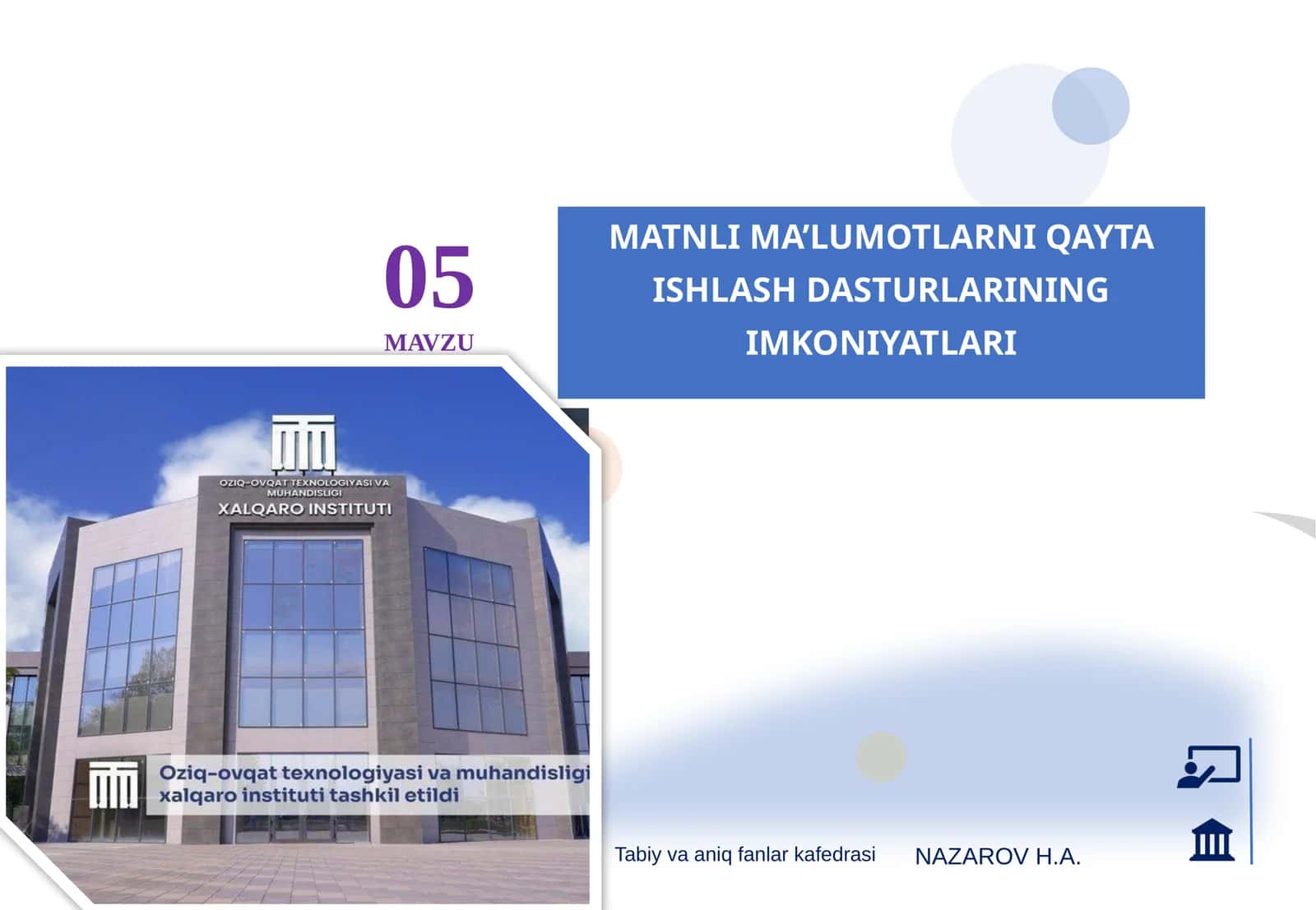 MATNLI MA’LUMOTLARNI QAYTA ISHLASH DASTURLARINING IMKONIYATLARI 1