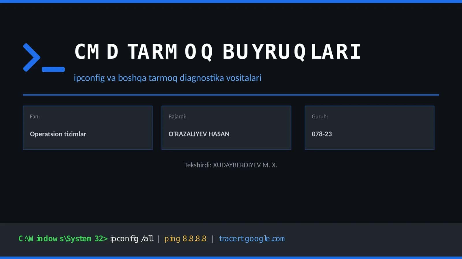 CMD TARMOQ BUYRUQLARI 1