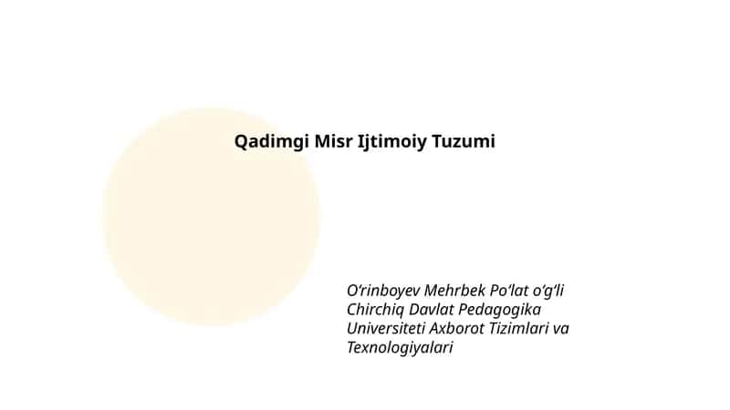 Qadimgi Misr Ijtimoiy Tuzumi 1
