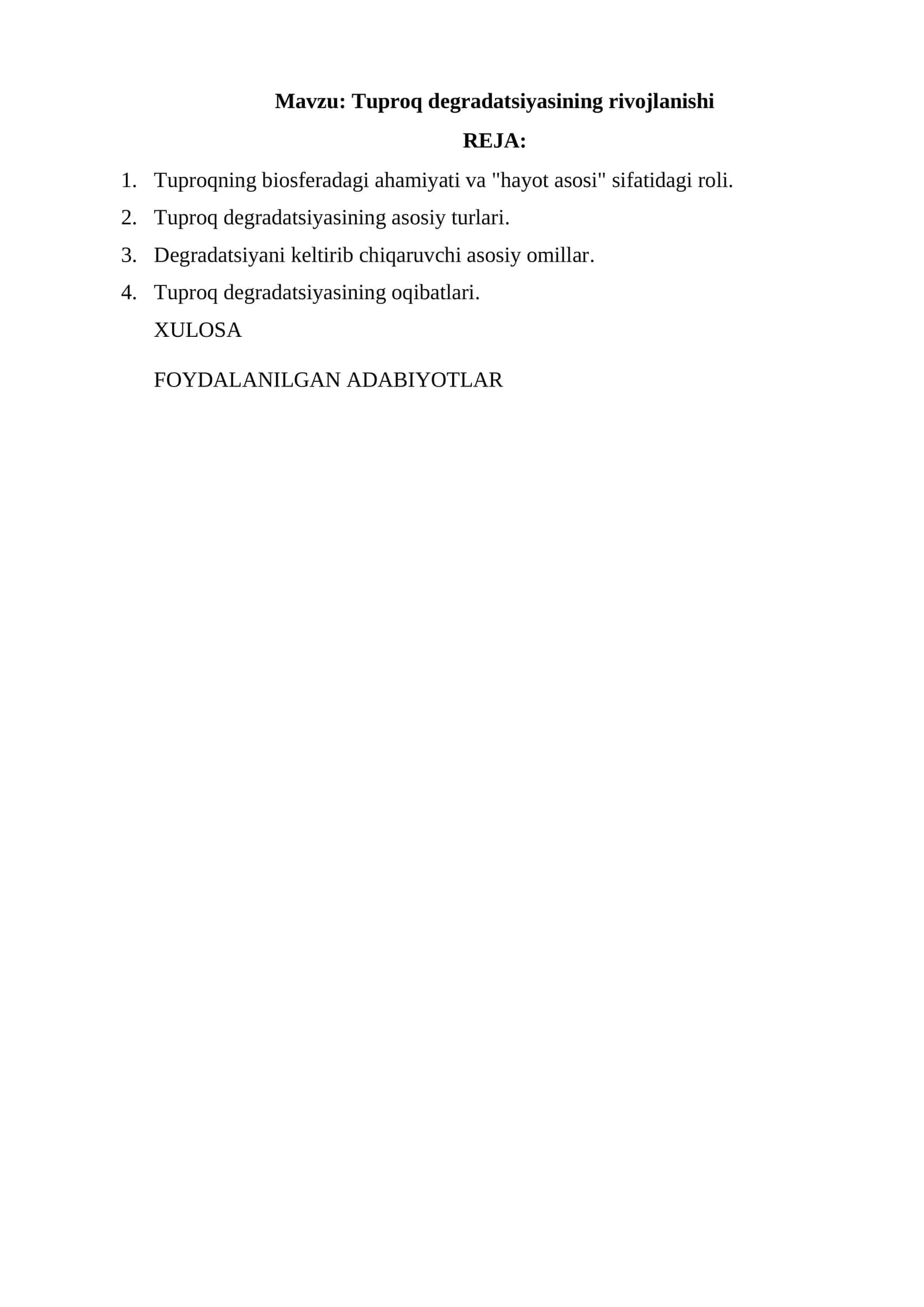 Tuproq degradatsiyasining rivojlanishi 1