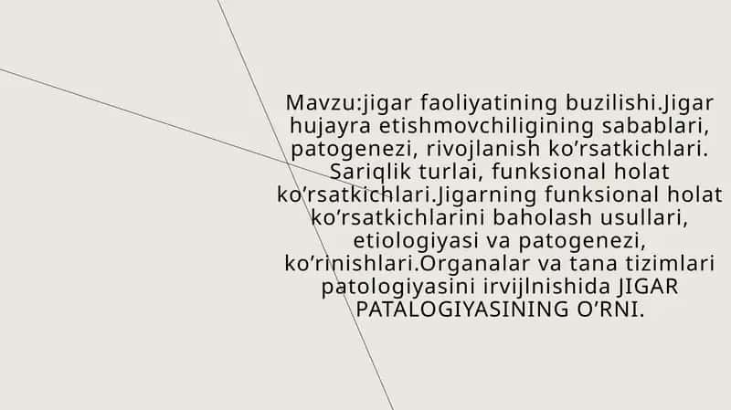 Jigar faoliyatining buzilishi 1