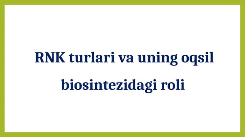 RNK turlari va uning oqsil biosintezidagi roli 1