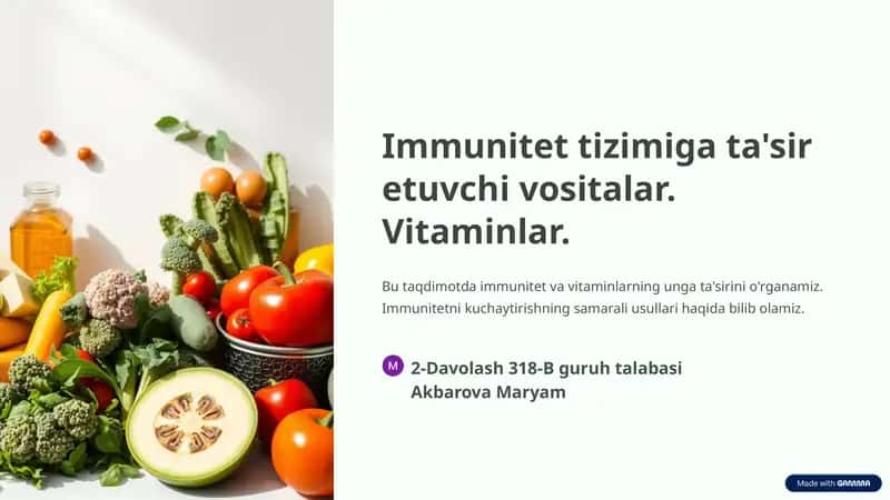 Immunitet tizimiga ta'sir etuvchi vositalar. Vitaminlar 1