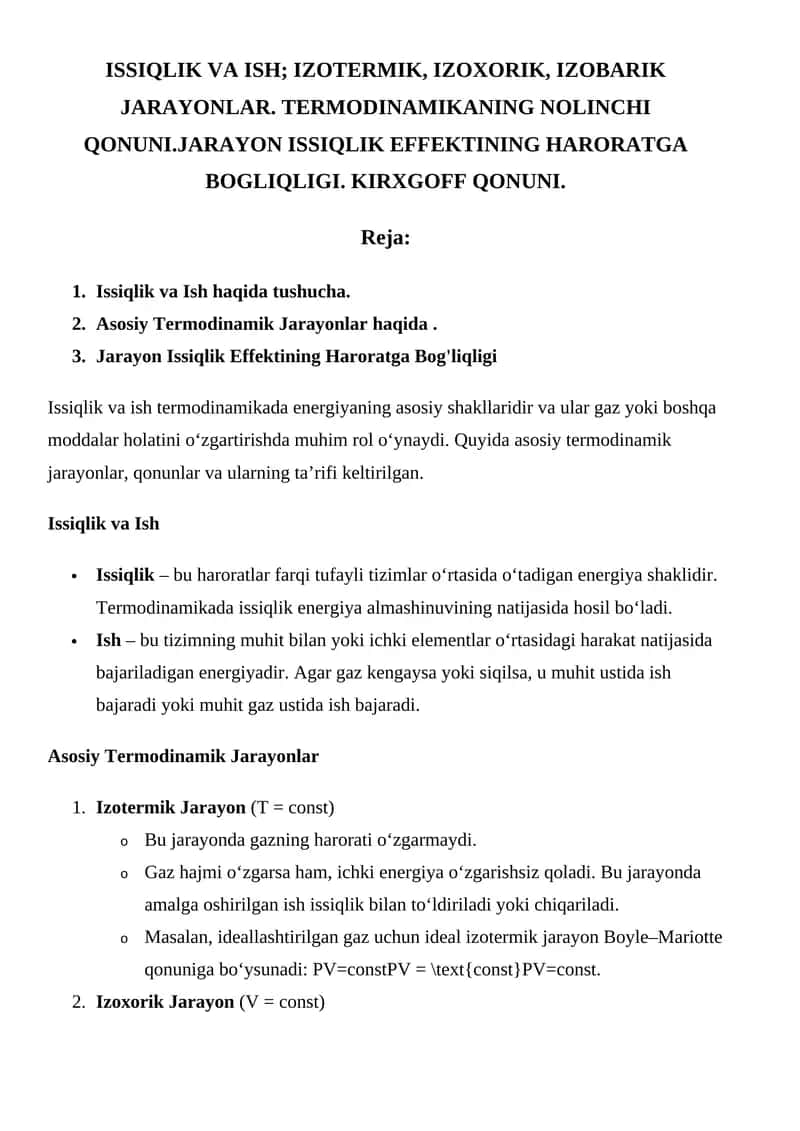 Issiqlik va Ish 1
