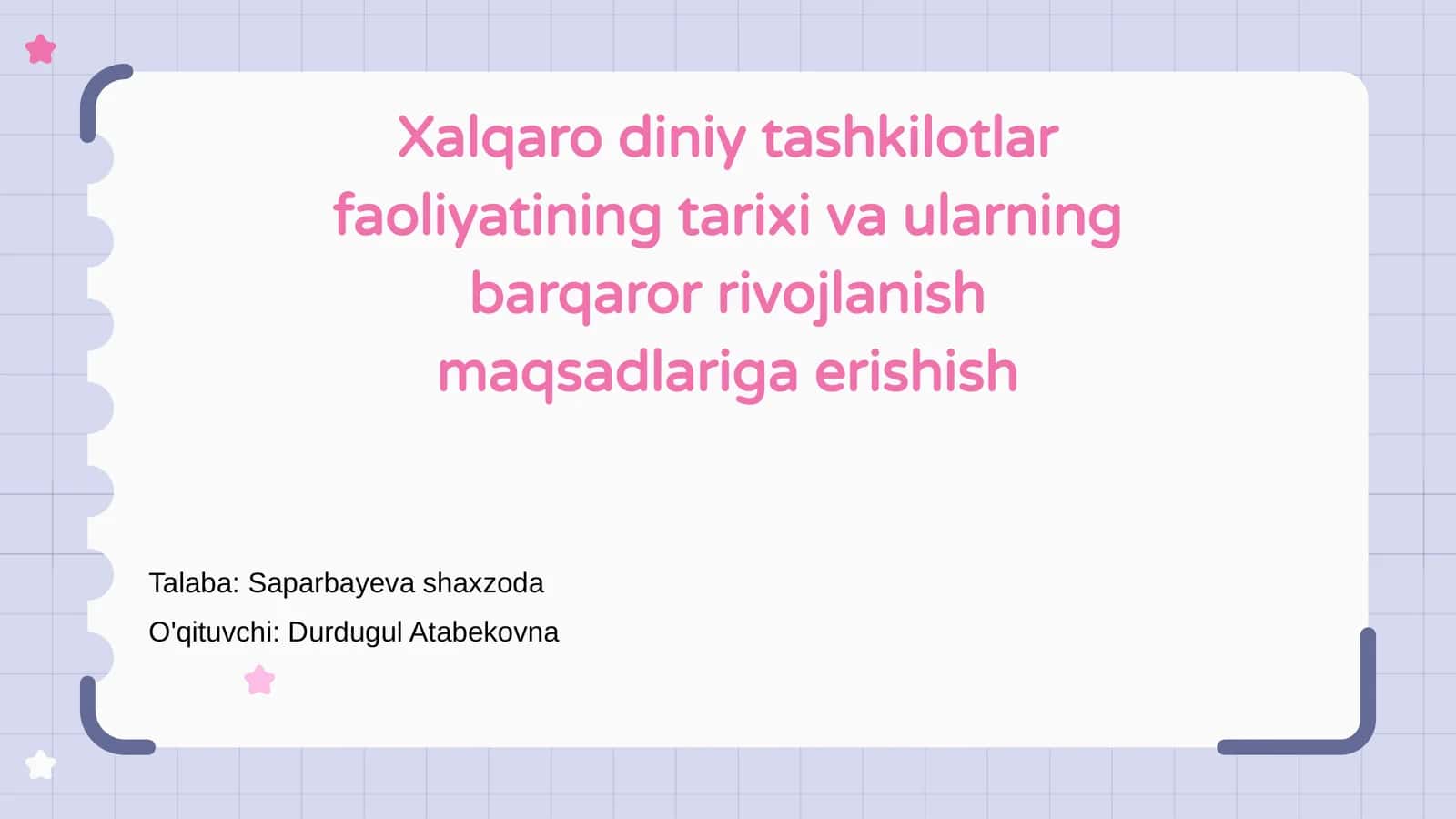 Xalqaro diniy tashkilotlar faoliyatining tarixi va ularning barqaror rivojlanish maqsadlariga erishish 1