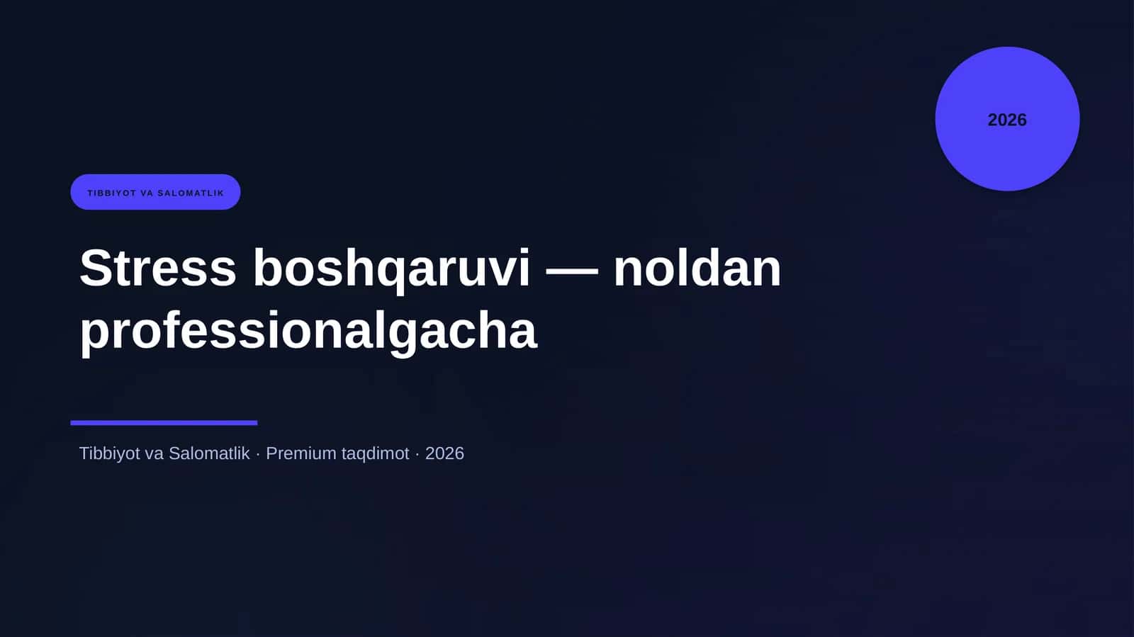 Stress boshqaruvi — noldan professionalgacha 1