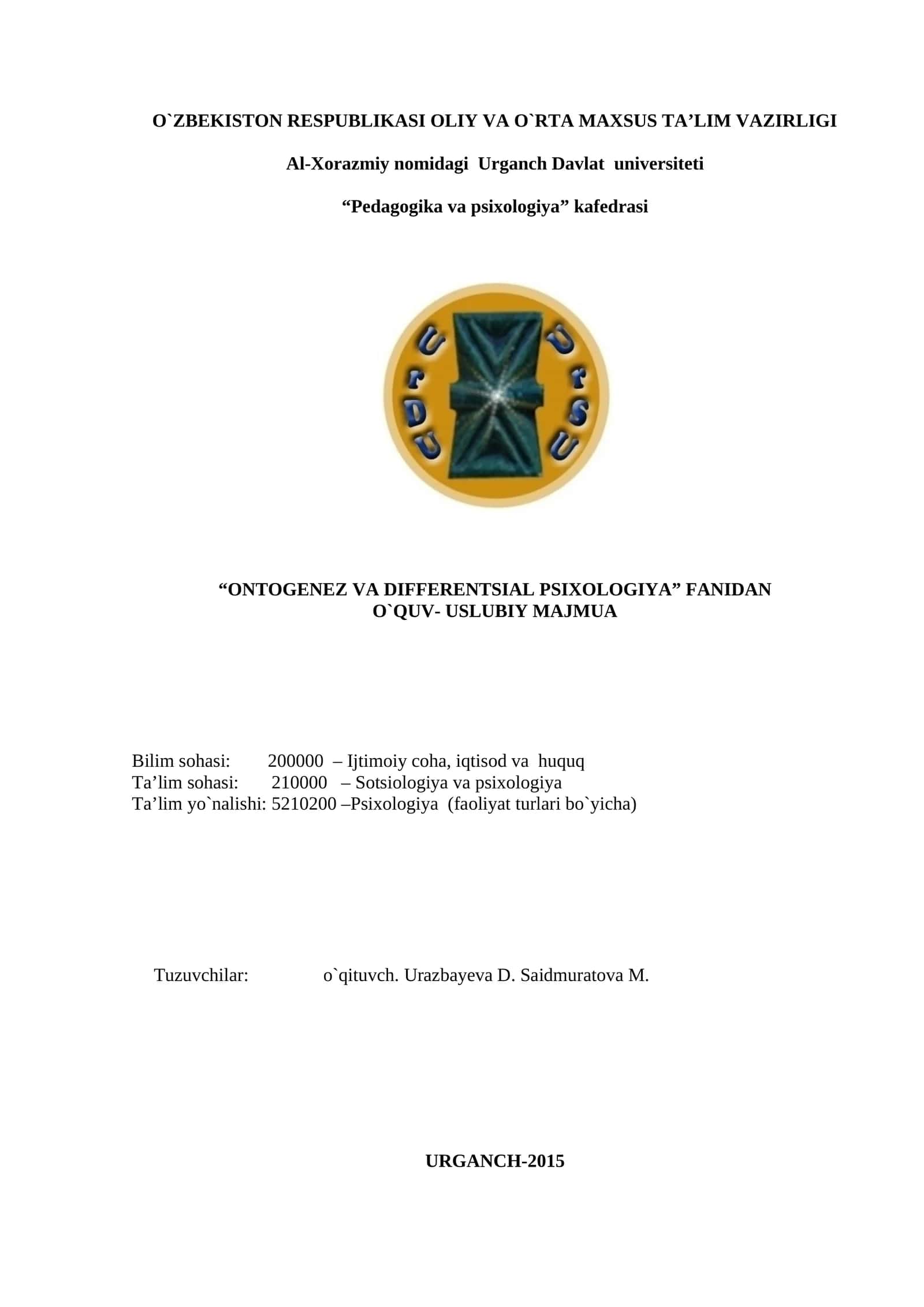 O`QUV-USLUBIY MAJMUA 1