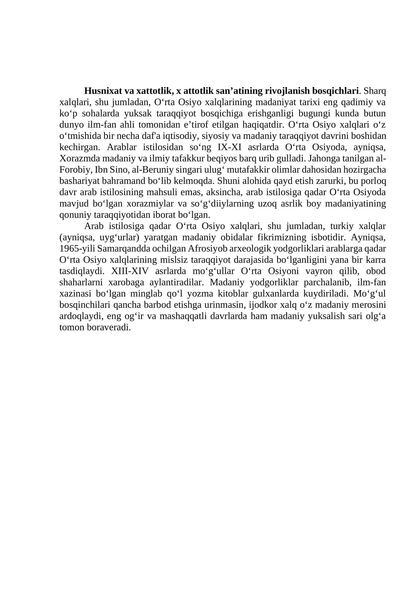 Husnixat va xattotlik 1