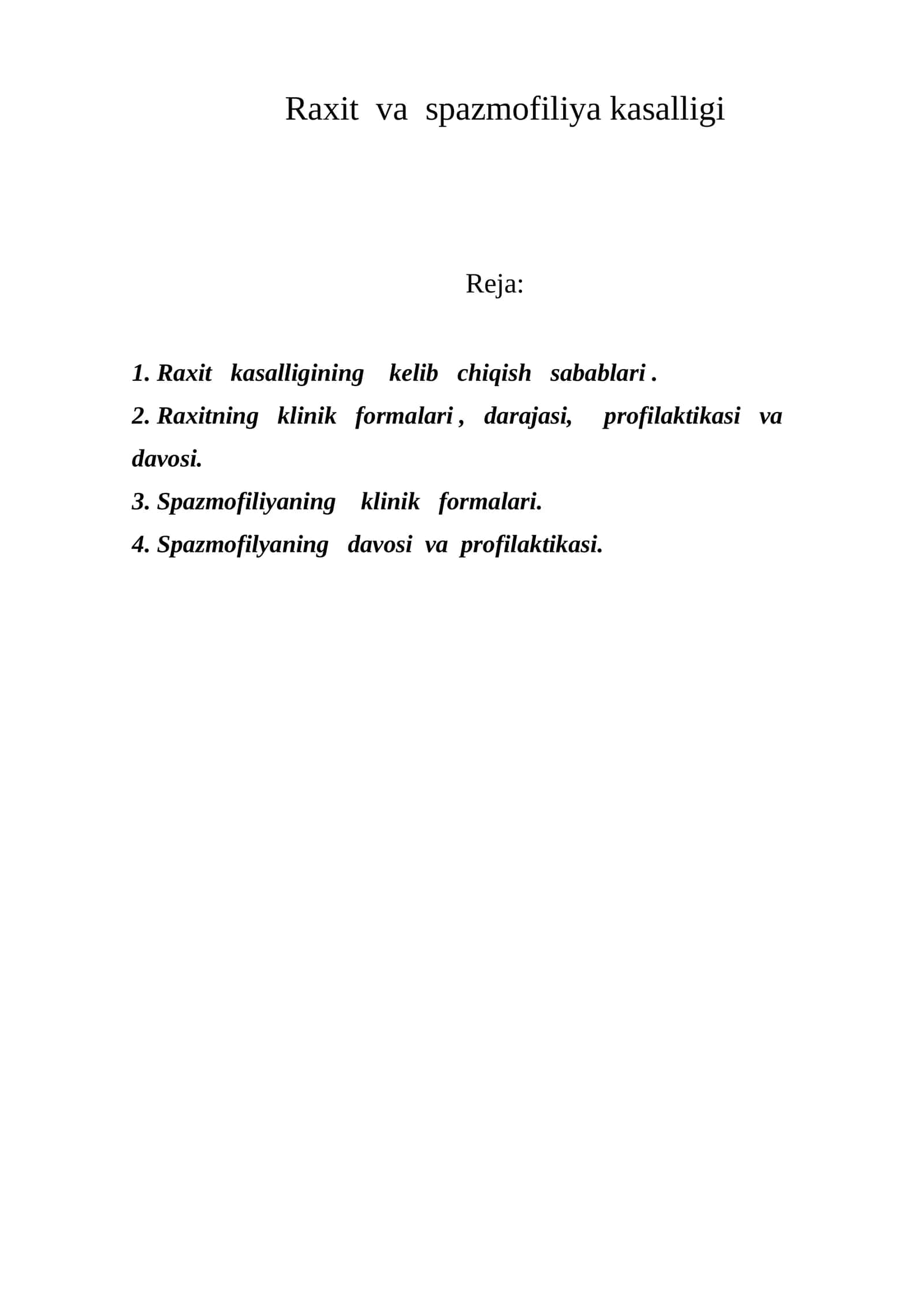 Raxit va spazmofiliya kasalligi 1