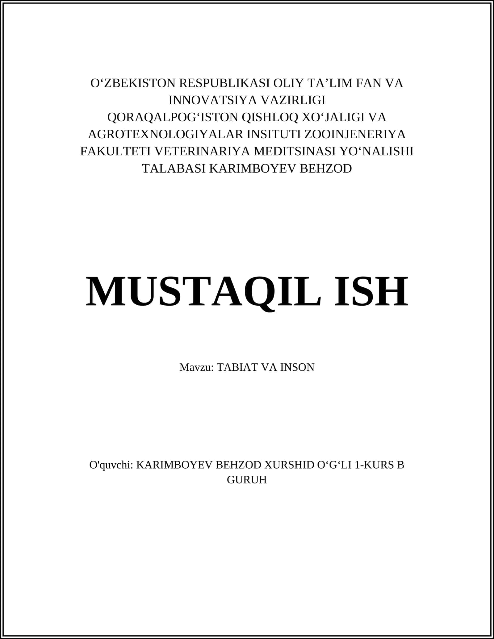 TABIAT VA INSON 1