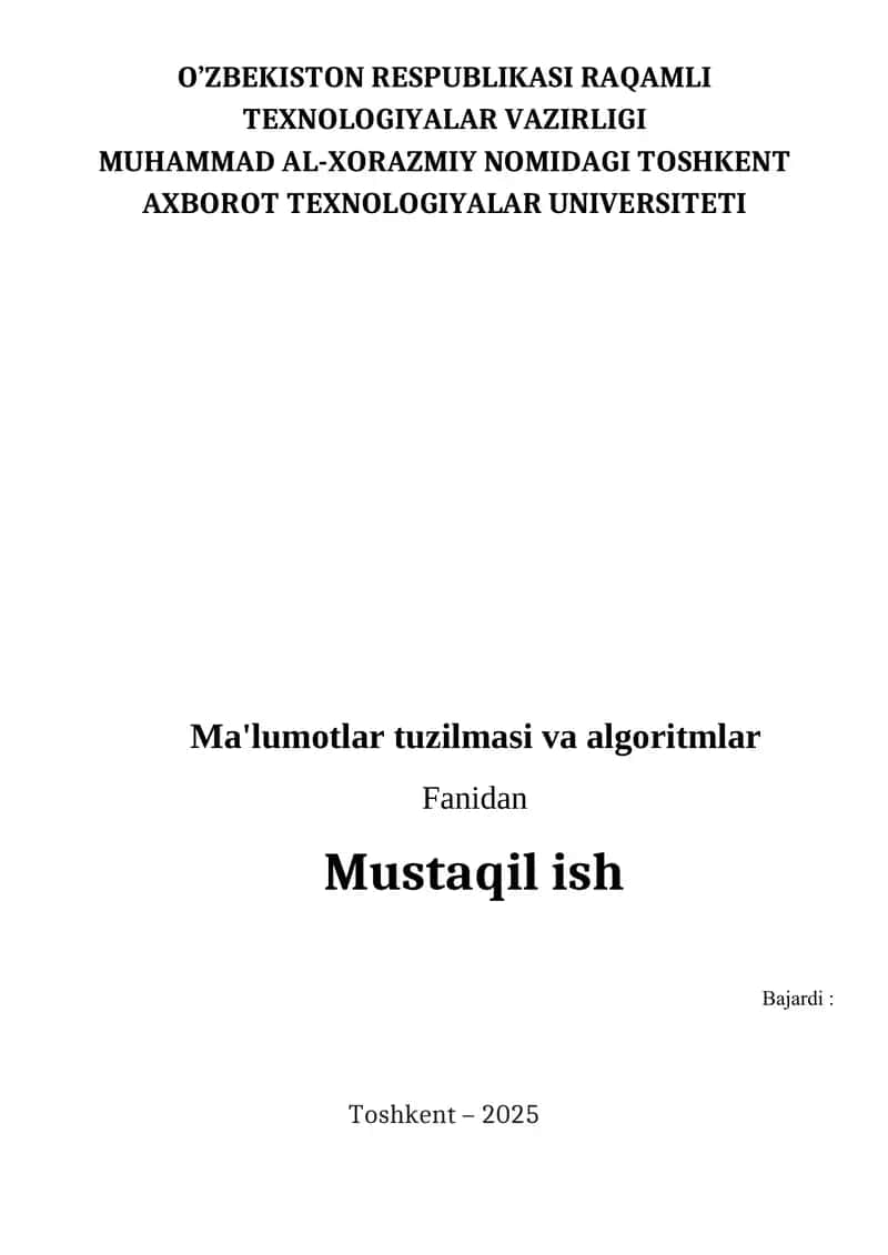 Chiziqli qidiruv algoritmi va uning ma'lumotlar tuzilmalariga (MT) qo‘llanilishi 1