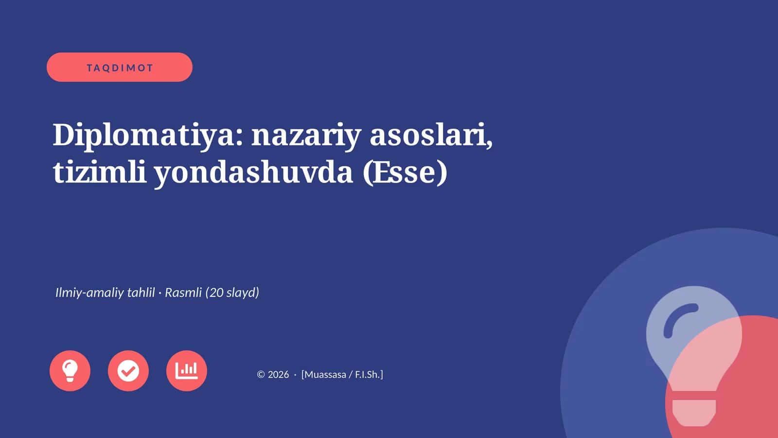 Diplomatiya: nazariy asoslari, tizimli yondashuvda (Esse) 1