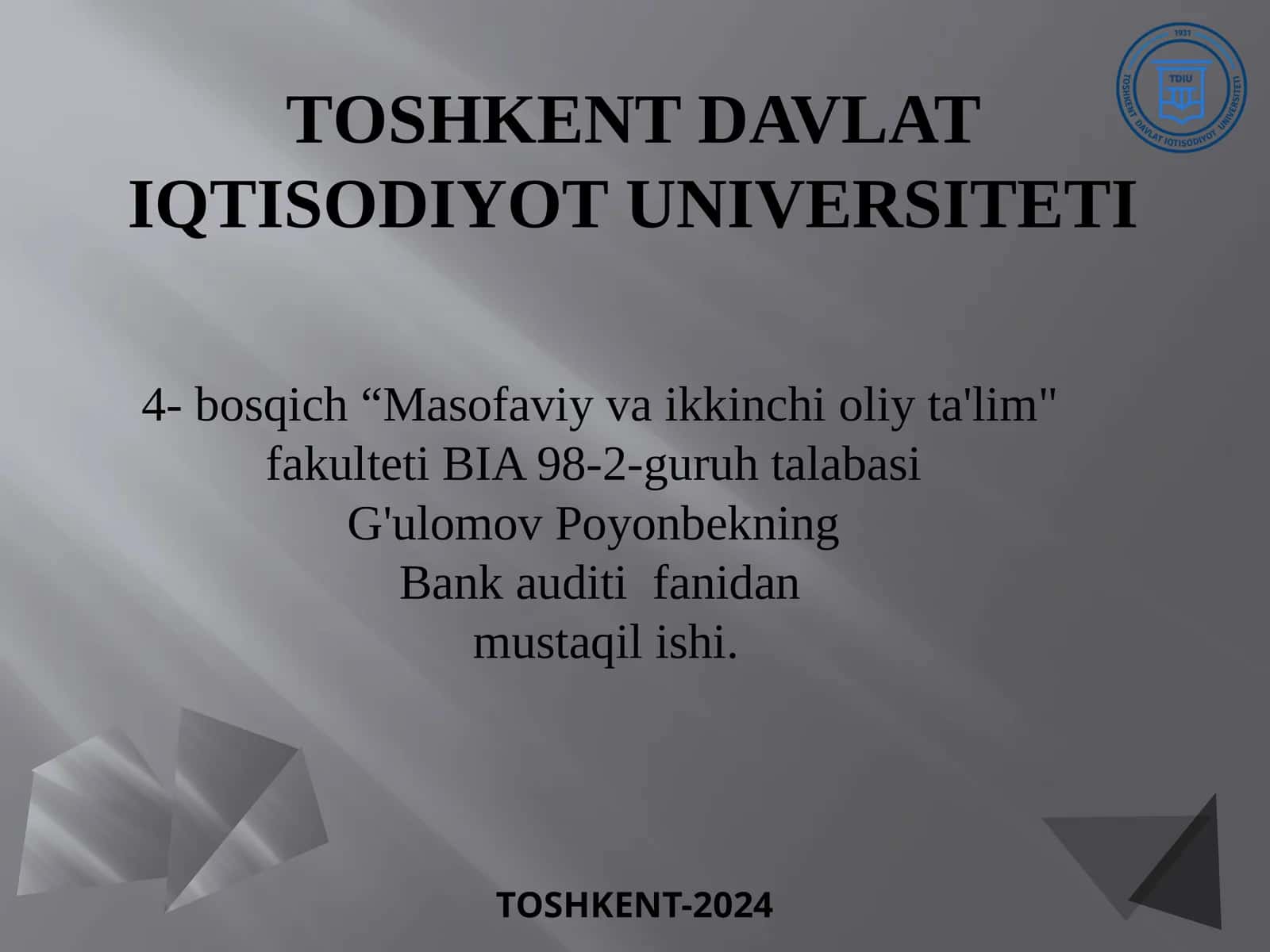 Bank auditini rivojlanish bosqichlari 1