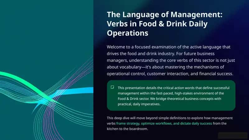 The Language of Management: Verbs in Food & Drink Daily Operations 1
