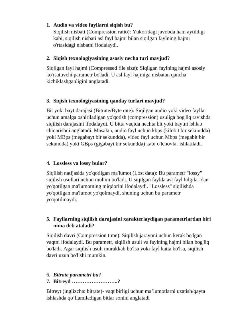 Siqish Texnologiyalari 1