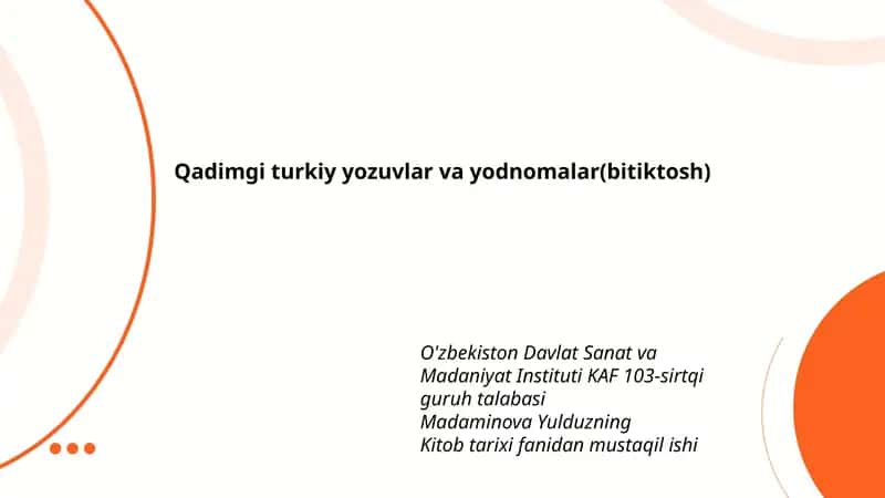 Qadimgi turkiy yozuvlar va yodnomalar(bitiktosh) 1