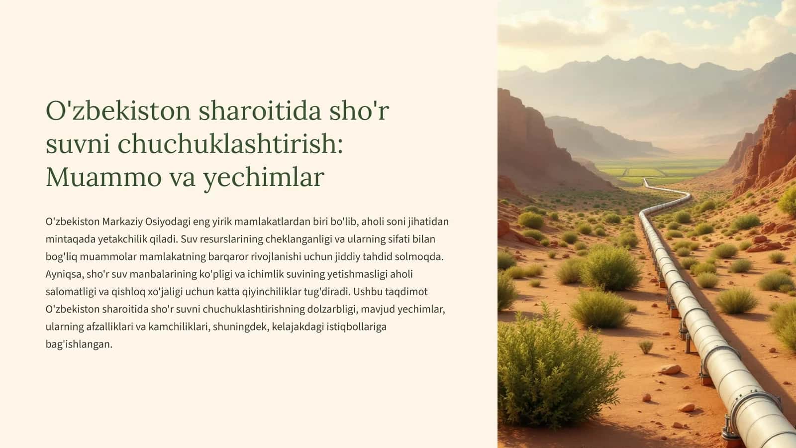 Sho'r suvni chuchuklashtirish: Muammo va yechimlar 1