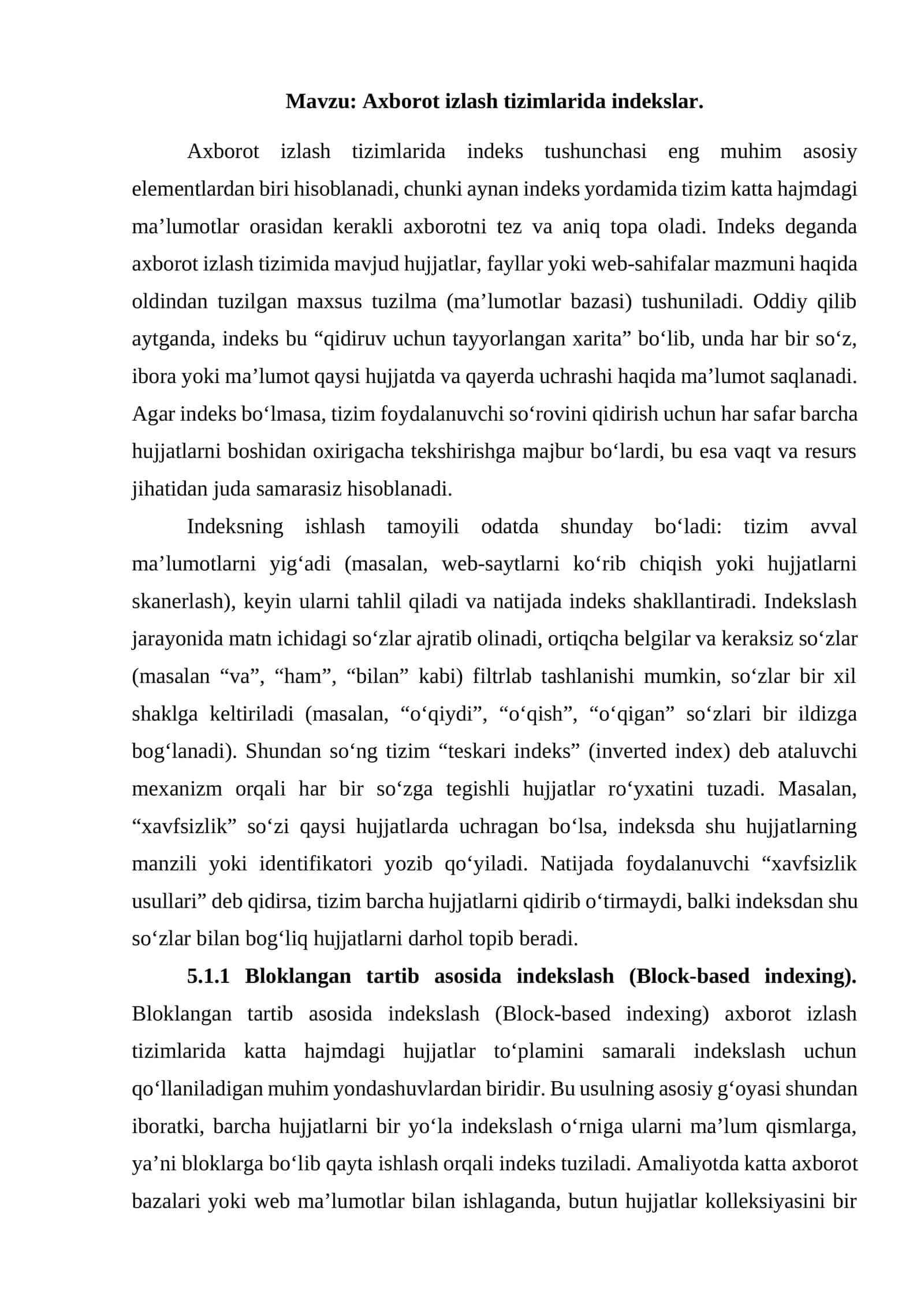 Axborot izlash tizimlarida indekslar 1