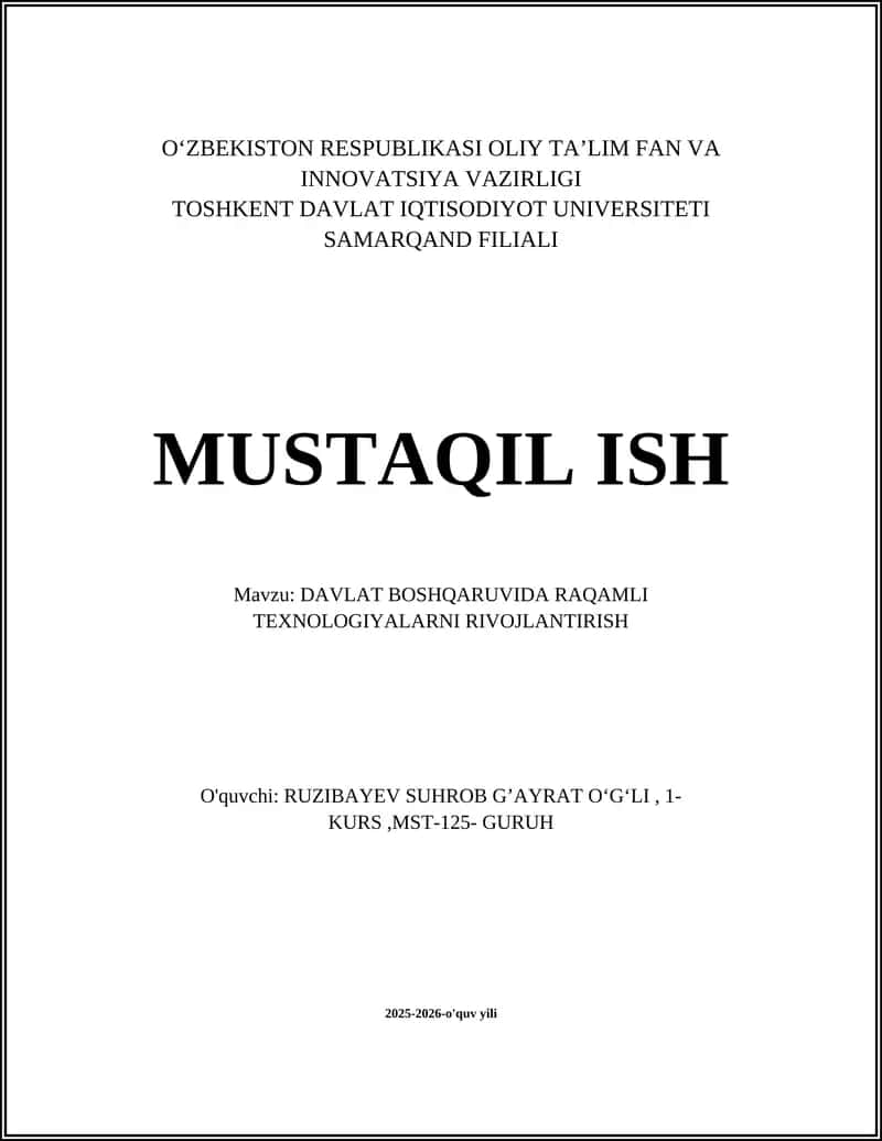 DAVLAT BOSHQARUVIDA RAQAMLI TEXNOLOGIYALARNI RIVOJLANTIRISH 1