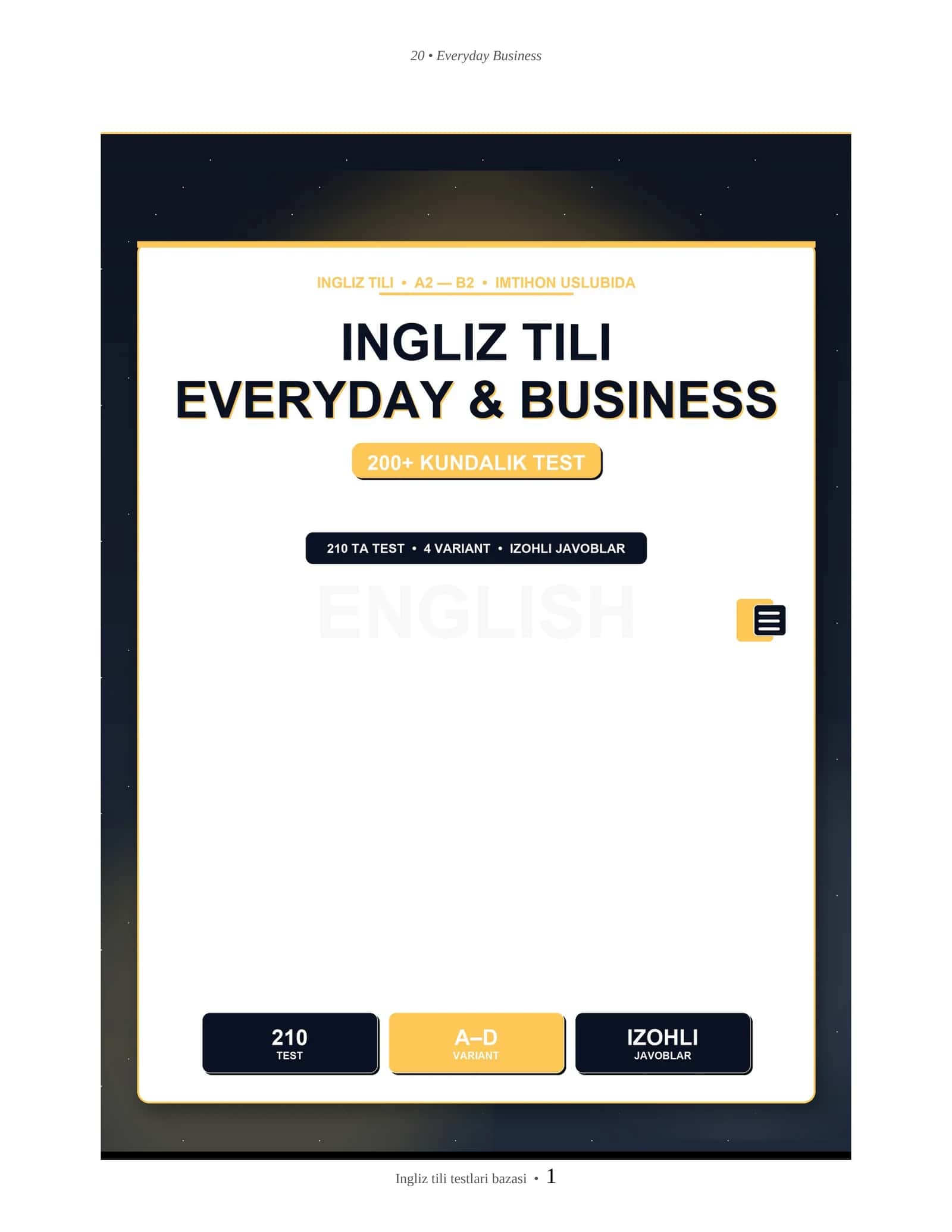 INGLIZ TILI TESTLARI BAZASI 1