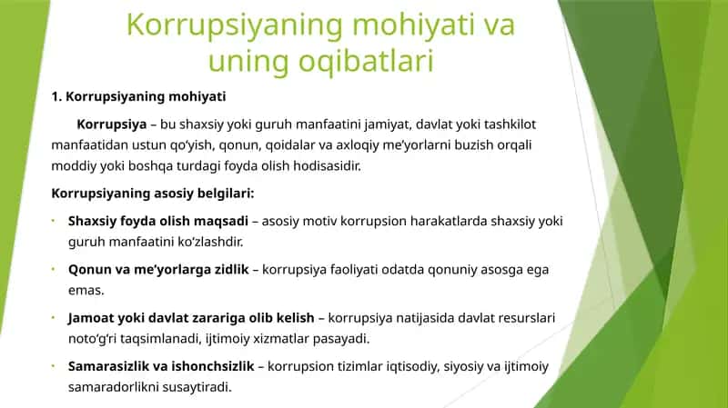 Korrupsiyaning mohiyati va uning oqibatlari 1