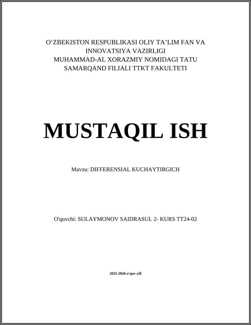 DIFFERENSIAL KUCHAYTIRGICH 1