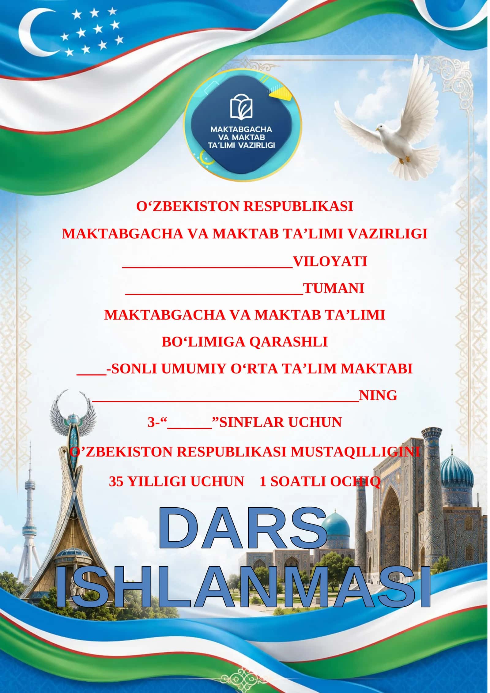 DARS ISHLANMASI 3-sinf mustaqillik 1