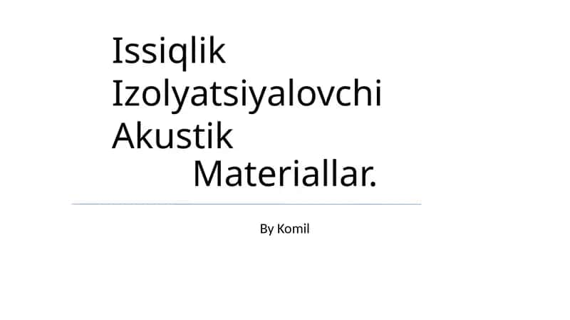 Issiqlik Izolyatsiyalovchi Akustik Materiallar 1